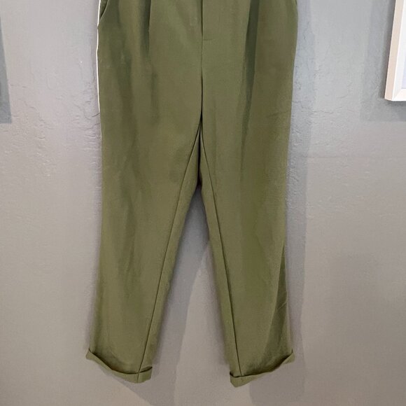 NWOT Forever 21 Olive Green Crop Pants w/ stripes - Picture 2 of 3